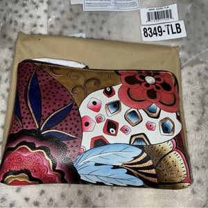 ANUSCHKA Anna Potpourri Hand Painted Leather Wristlet Purse NWT